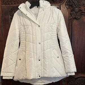Susan Graver White Quilted Puffer Jacket Coat NWT sz Medium